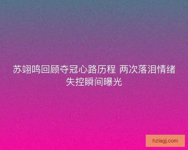 苏翊鸣回顾夺冠心路历程 两次落泪情绪失控瞬间曝光